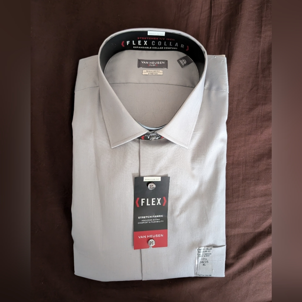NEW! Van Heusen Men's Light Gray Dress Shirt XL